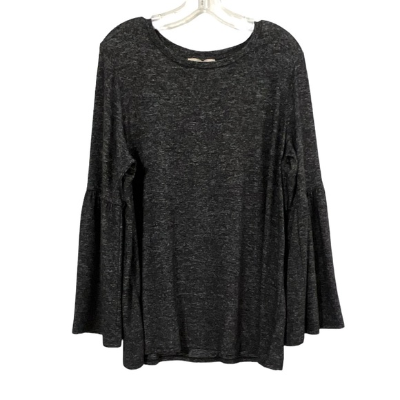 Philosophy Women’s Sweater Size 1X Black Gray Bell Sleeves Relaxed Fit Soft - Picture 1 of 8